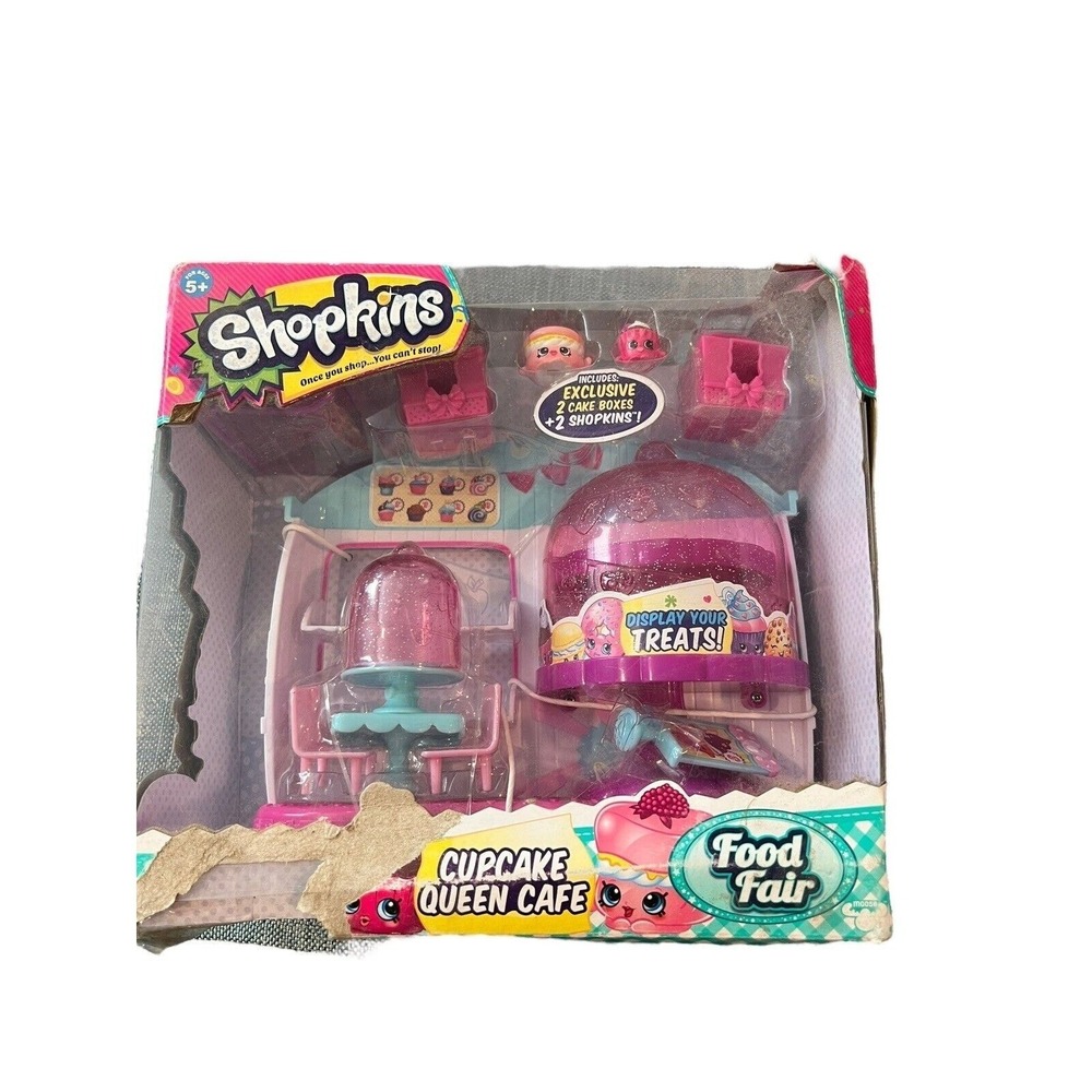 Shopkins Food Fair Cupcake Queen Cafe Playset 2 Exclusive Shopkins New Box Wear